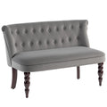 Velvet 2 Seater Sofa, Button Tufted Wingback Loveseat with Rubber Wood Legs for Living Room, Bedroom, Charcoal Grey