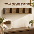 Wall Mount 84 CD / 56 DVD/Blu-ray/ Media Storage Rack 4 Cubes Wooden Shelf Organizer Unit Bookcase Display, Walnut