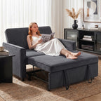 2 Seater Sofa Bed, 3-in-1 Convertible Pull Out Sleeper Sofa with Click-Clack Adjustable Backrest, Dark Grey