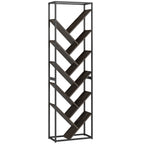10 Shelf Industrial-Style Bookshelf - Black/Grey