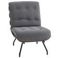 Accent Chair, Linen-look Fabric Reading Chair with Spring Cushion, Slatted Support, Steel Frame, Dark Grey