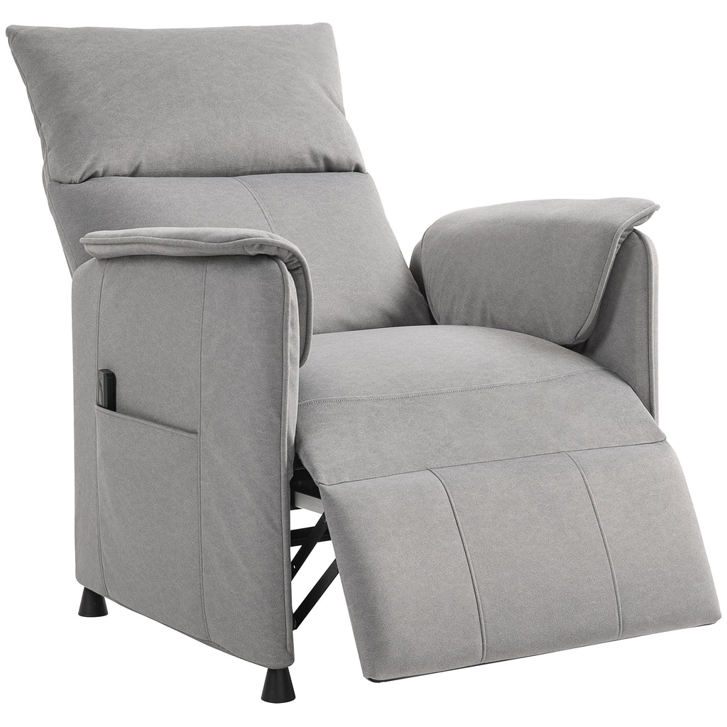 Power Recliner Chair, Reclining Chair with Remote, Pocket Springs, Silent Motor and Side Pockets, Grey