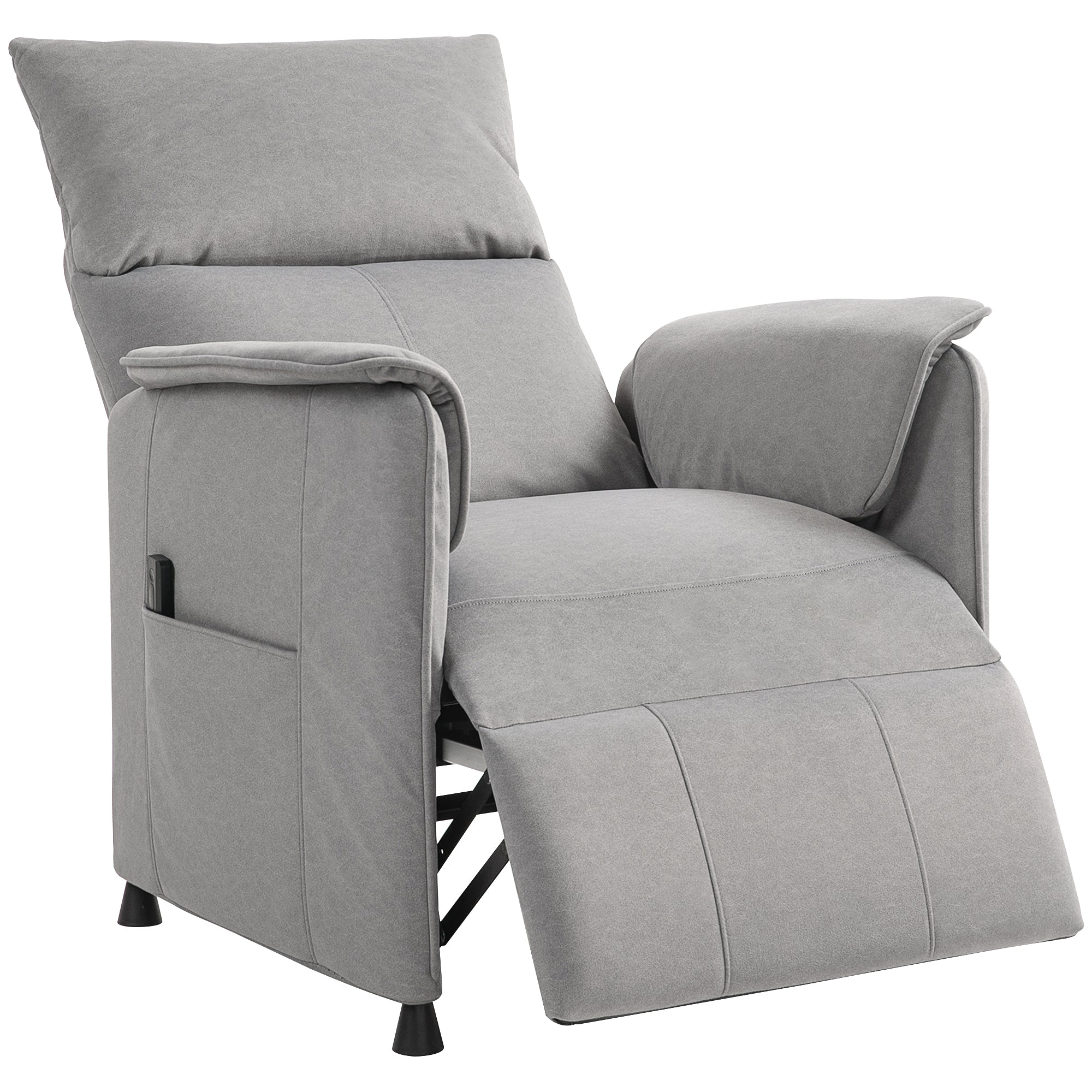 Power Recliner Chair, Reclining Chair with Remote, Pocket Springs, Silent Motor and Side Pockets, Grey