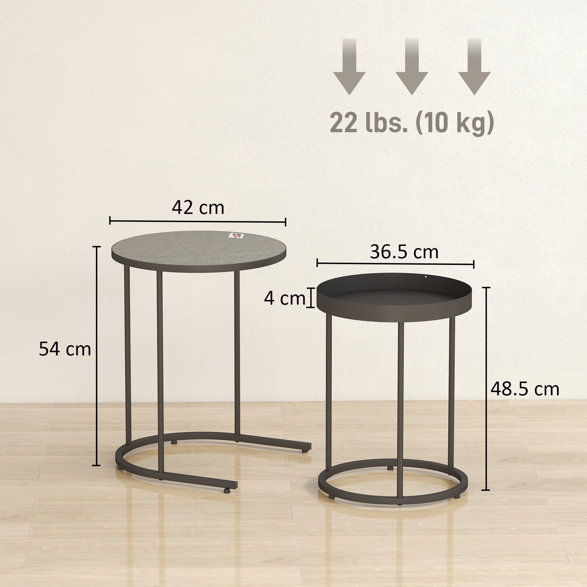 Set of Two Industrial Nesting Tables - Grey