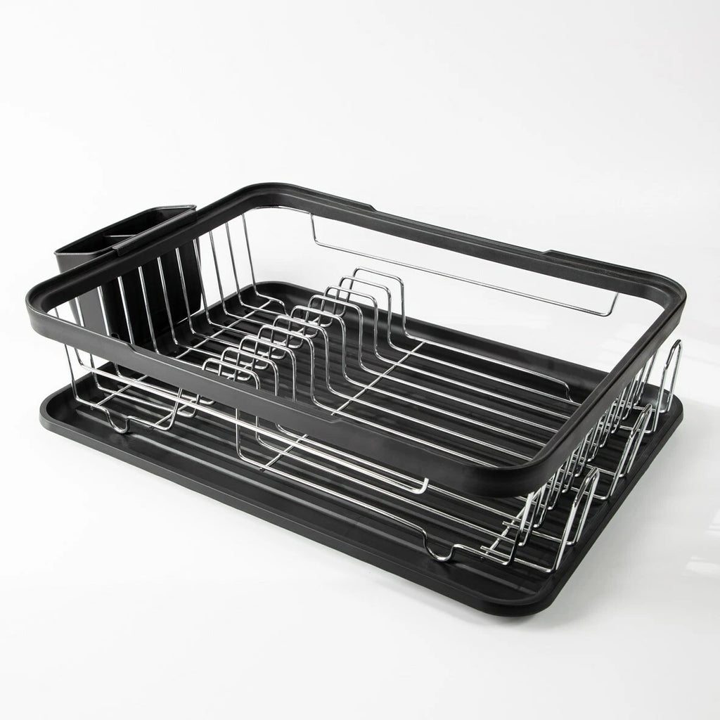 Dish Drainer Rack with Drip Tray and Cutlery Holder
