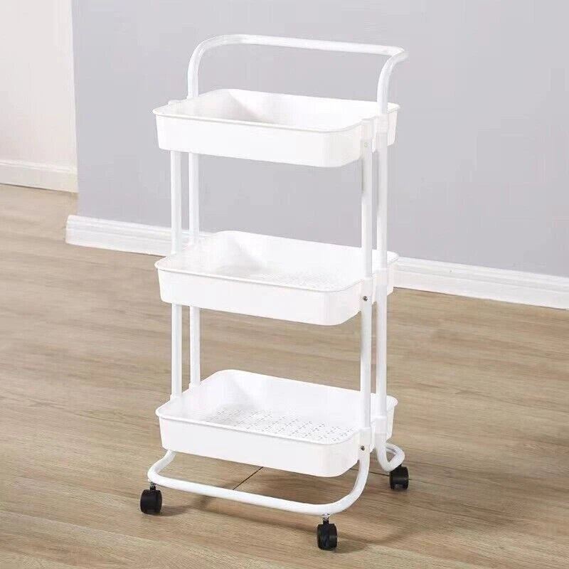 Rolling Kitchen Trolley Cart with 3 Storage Shelves