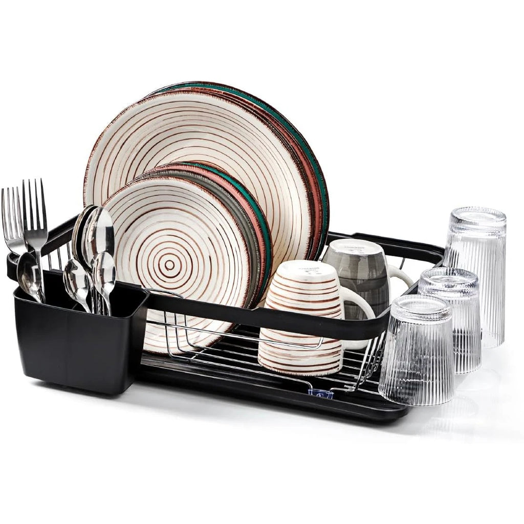 Dish Drainer Rack with Drip Tray and Cutlery Holder