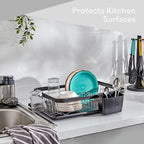 Dish Drainer Rack with Drip Tray and Cutlery Holder