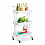 Rolling Kitchen Trolley Cart with 3 Storage Shelves