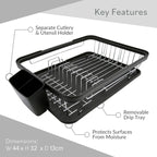 Dish Drainer Rack with Drip Tray and Cutlery Holder