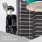 Dish Drainer Rack with Drip Tray and Cutlery Holder