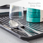 Dish Drainer Rack with Drip Tray and Cutlery Holder