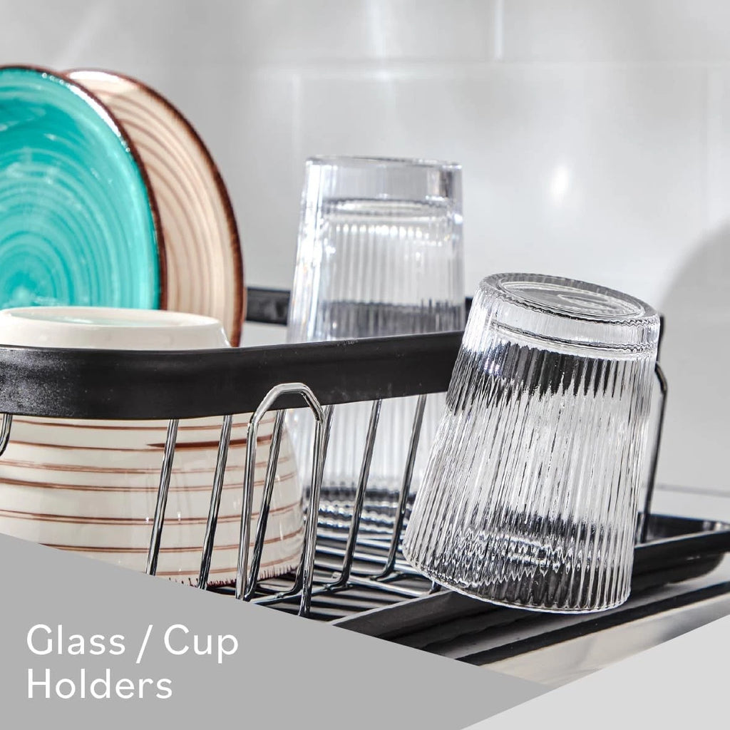 Dish Drainer Rack with Drip Tray and Cutlery Holder