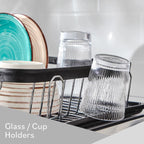Dish Drainer Rack with Drip Tray and Cutlery Holder