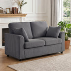 2 Seater Sofa, Corduroy Small Couch with Spring Cushion, Wide and Deep Seat, Dark Grey