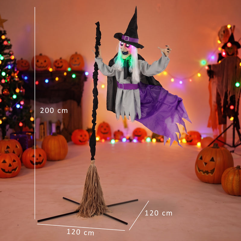 200cm Animated Flying Witch with Light & Sound – image 3 of 9