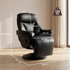 Upholstered Reclining Armchair, Manual Recliner Chair with Footrest and Adjustable Backrest, Black