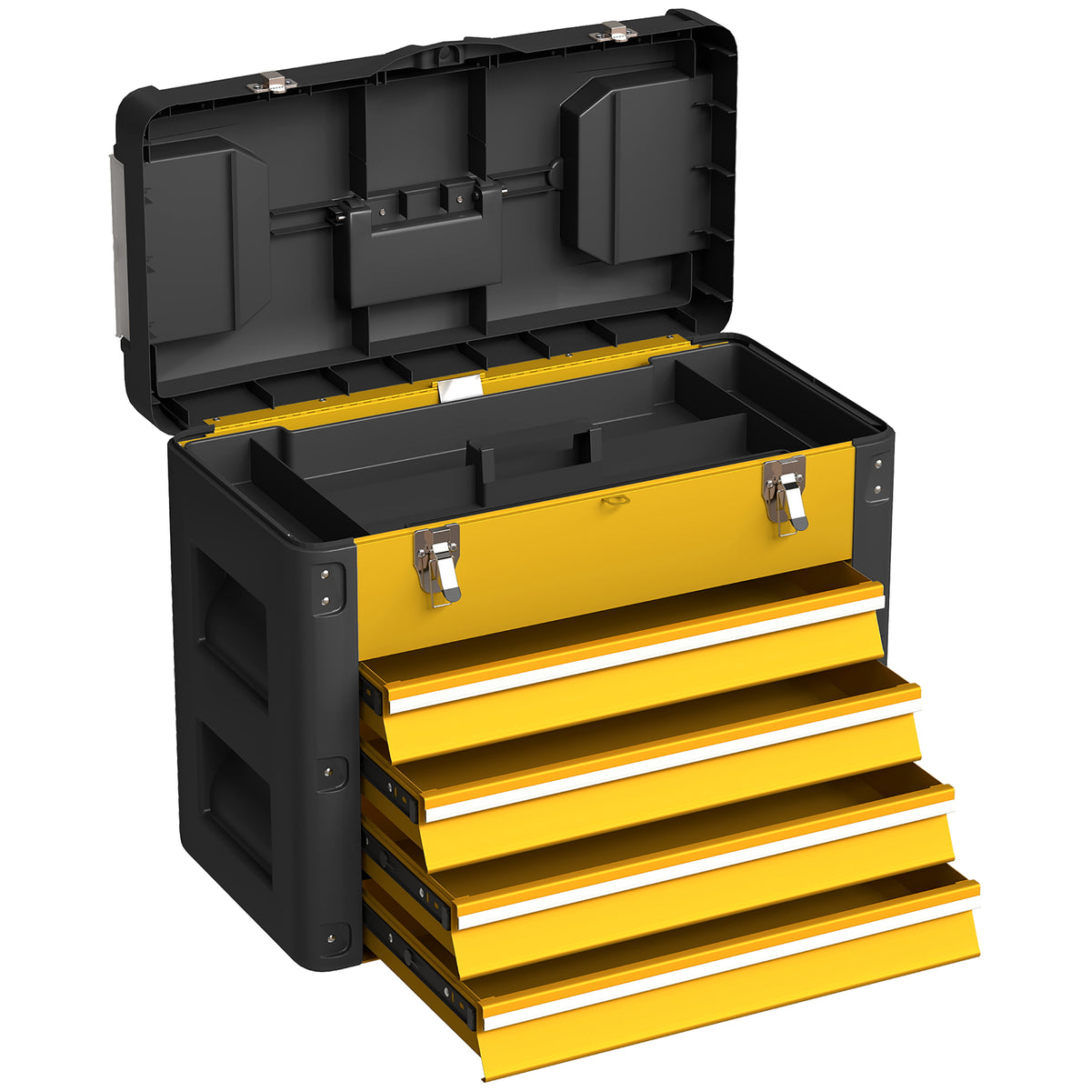 4-Drawer Portable Tool Box with Top Tray & Parts Boxes – Yellow – image 1 of 9