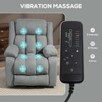Power Lift Recliner Chair with Vibration Massage, Lift Chair for Elderly with Footrest, Remote, Side Pocket, Light Grey
