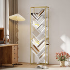 10 Shelf Modern-Style Bookshelf - Gold Tone/White