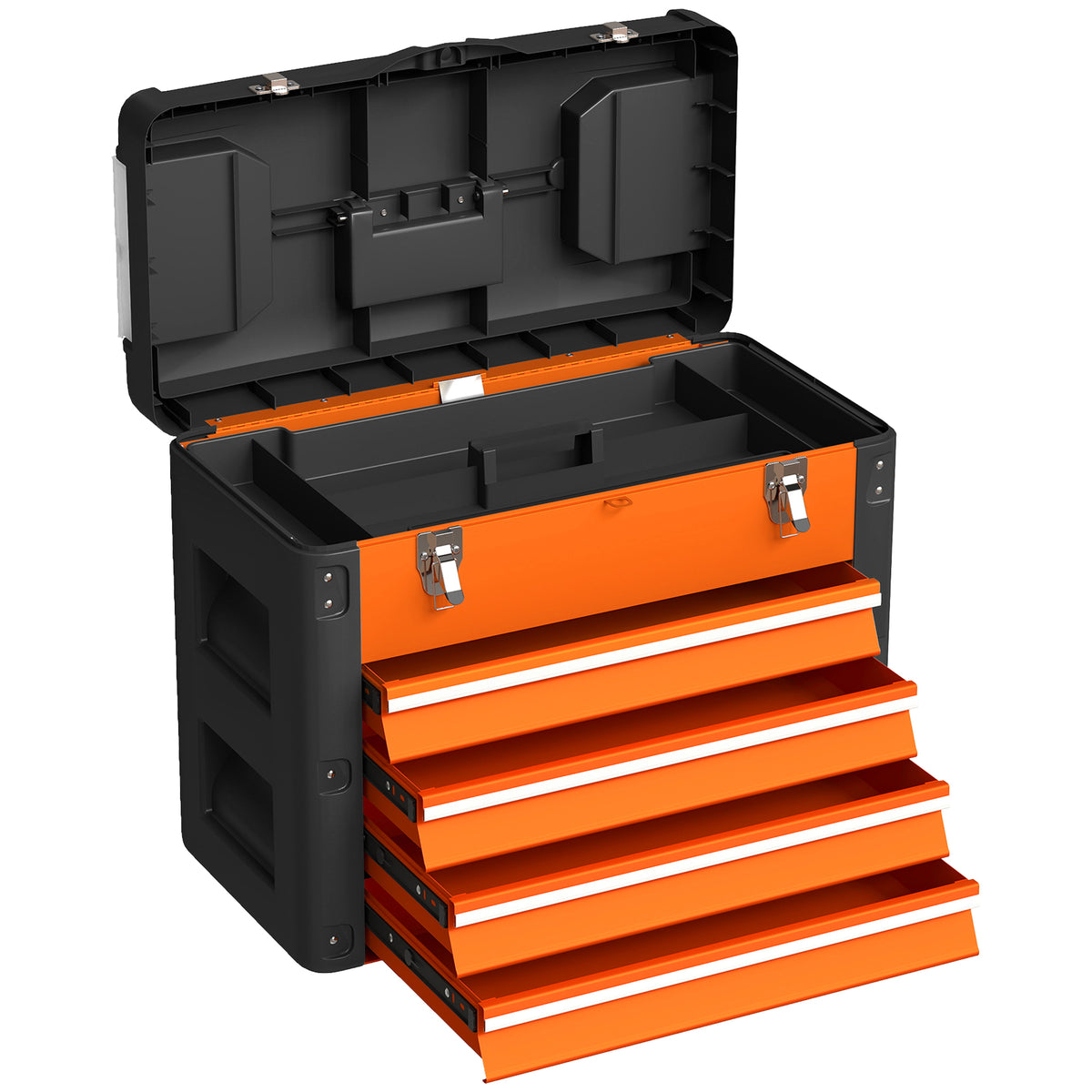 4-Drawer Portable Tool Box with Top Tray & Parts Boxes – Orange – image 1 of 9