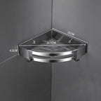 Stainless Steel Corner Shelf — Wall Mounted Bathroom Organiser, No Drill