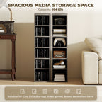 Set of 2 CD Media Display Shelf Unit Tower Rack with Adjustable Shelves, Distressed Grey