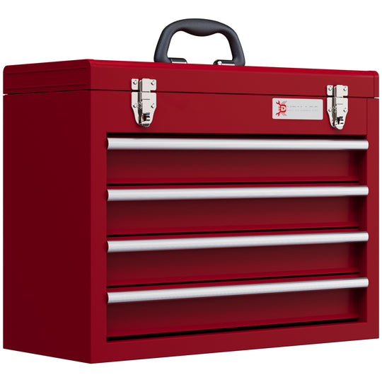 4-Drawer Metal Tool Box with Carry Handle – Red – image 1 of 9