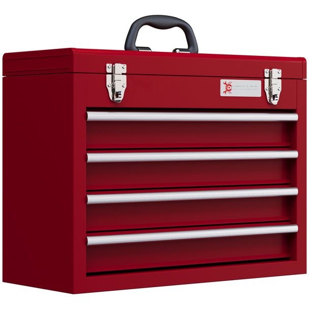4-Drawer Metal Tool Box with Carry Handle – Red – image 1 of 9