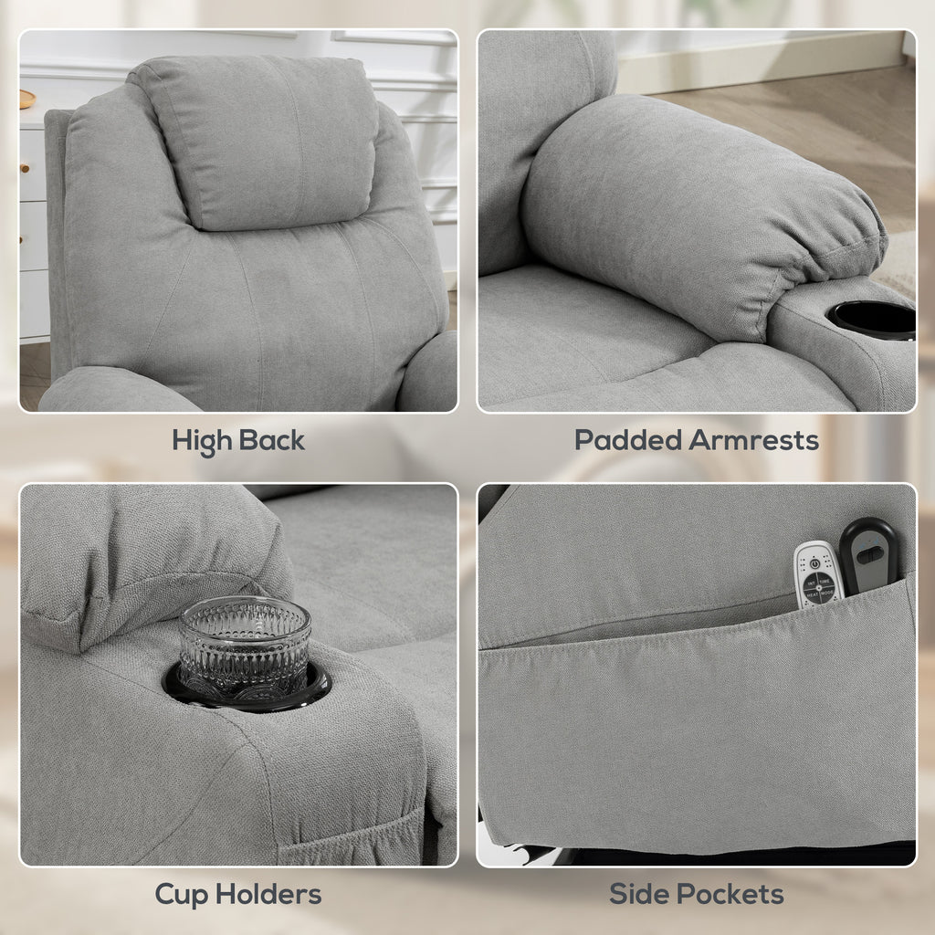 Power Lift Recliner Chair with Pocket Spring, Electric Lift Chair with Wide Backrest, Light Grey