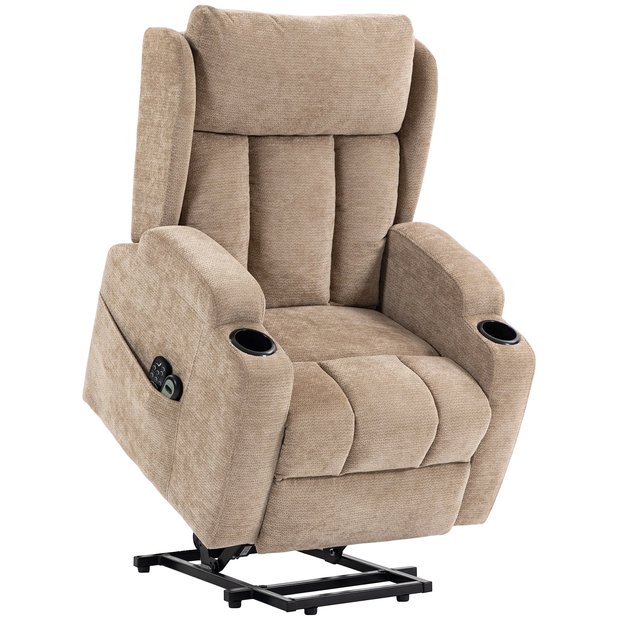 HOMCOM Power Lift Recliner Chair with Vibration Massage and Heat, Chenille Riser and Recliner Armchair for Elderly, Brown