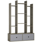 12 Shelf Storage Unit, with Drawers - Graphite Wood Effect