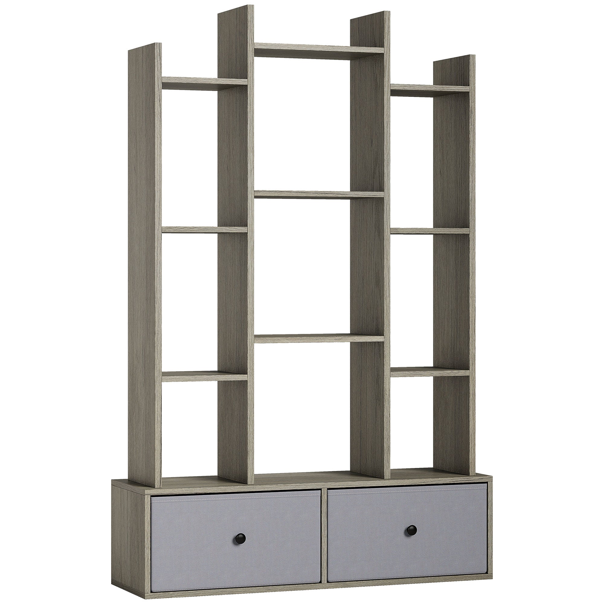 12 Shelf Storage Unit, with Drawers - Graphite Wood Effect