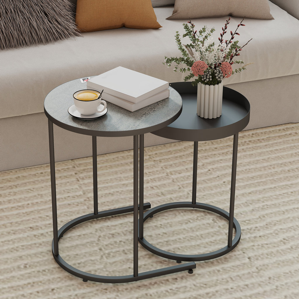 Set of Two Industrial Nesting Tables - Grey