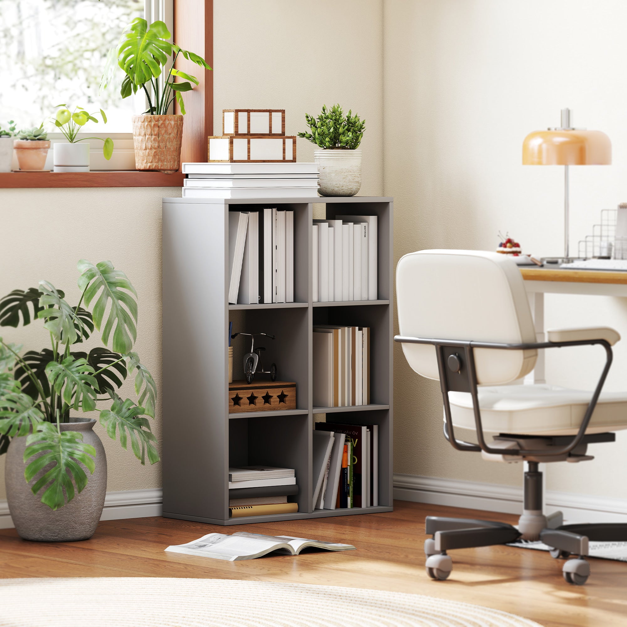 6-Cube Bookshelf - Light Grey