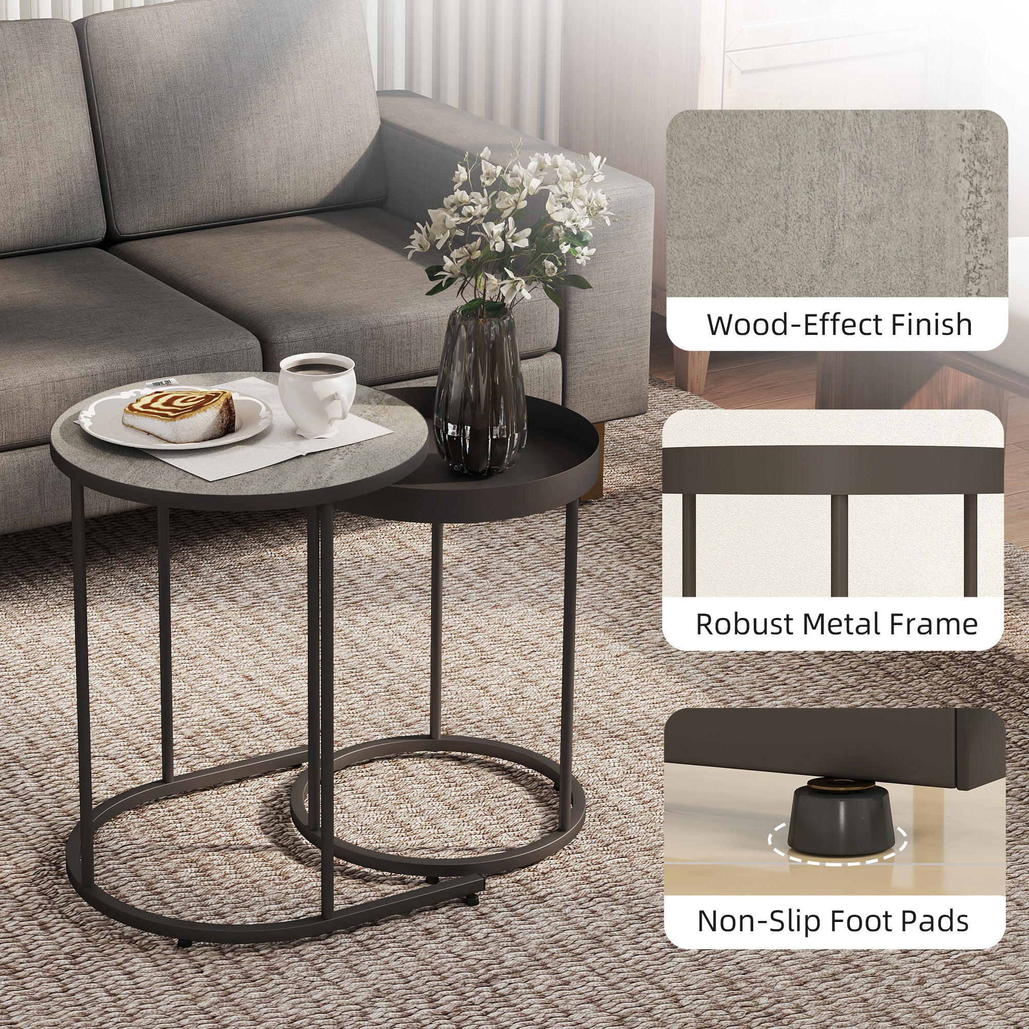 Set of Two Industrial Nesting Tables - Grey