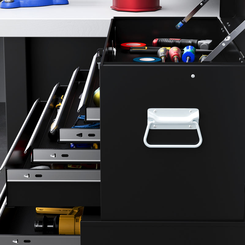 6-Drawer Rolling Tool Chest & Cabinet with Pegboard – Black – image 9 of 9
