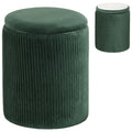 Storage Ottoman Modern Velvet Round Foot Stool for Living Room Bedroom 45 cm Dark Green