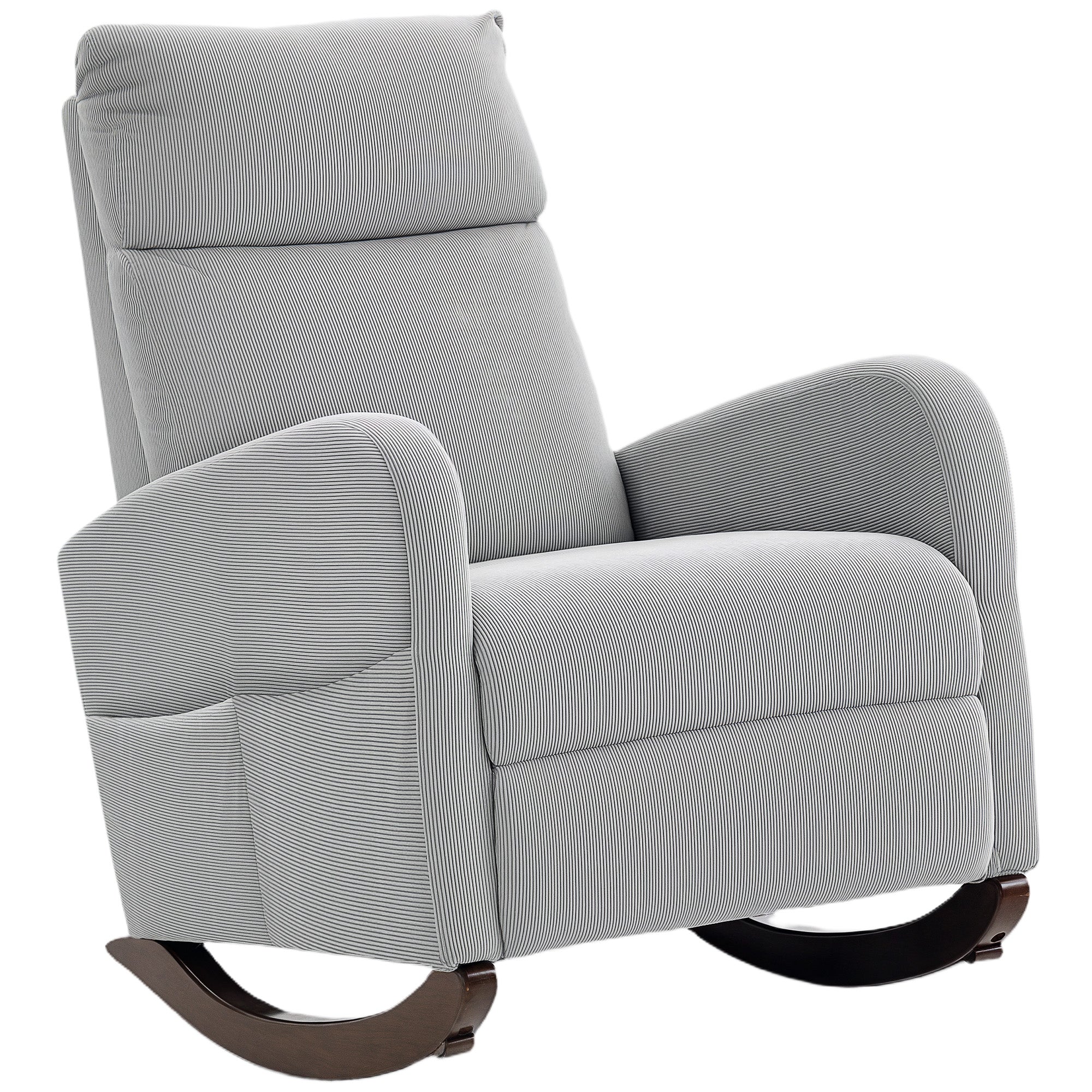 Corduroy Rocking Armchair - Grey