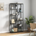 Seven-Tier Geometric Bookcase - Grey/Black