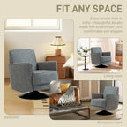 Upholstered Swivel Accent Chair with Thick Padding, Grey