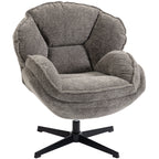 Modern Wingback Accent Chair, Velvet Armchair with Four-Star Base, S-Springs, Swivel, Grey