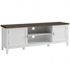 TV Unit for TVs up to 42 Inch, Farmhouse Entertainment Centre with 2 Open Shelves, 2 Cabinets and Thick Top