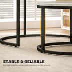 Set of Two Marble-Effect Stacking Tables - White