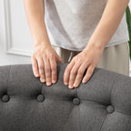 Fabric Single Sofa Dining Chair Tub Chair Upholstered W/ Pillow Solid Wood Leg Home Living Room Furniture Charcoal Grey
