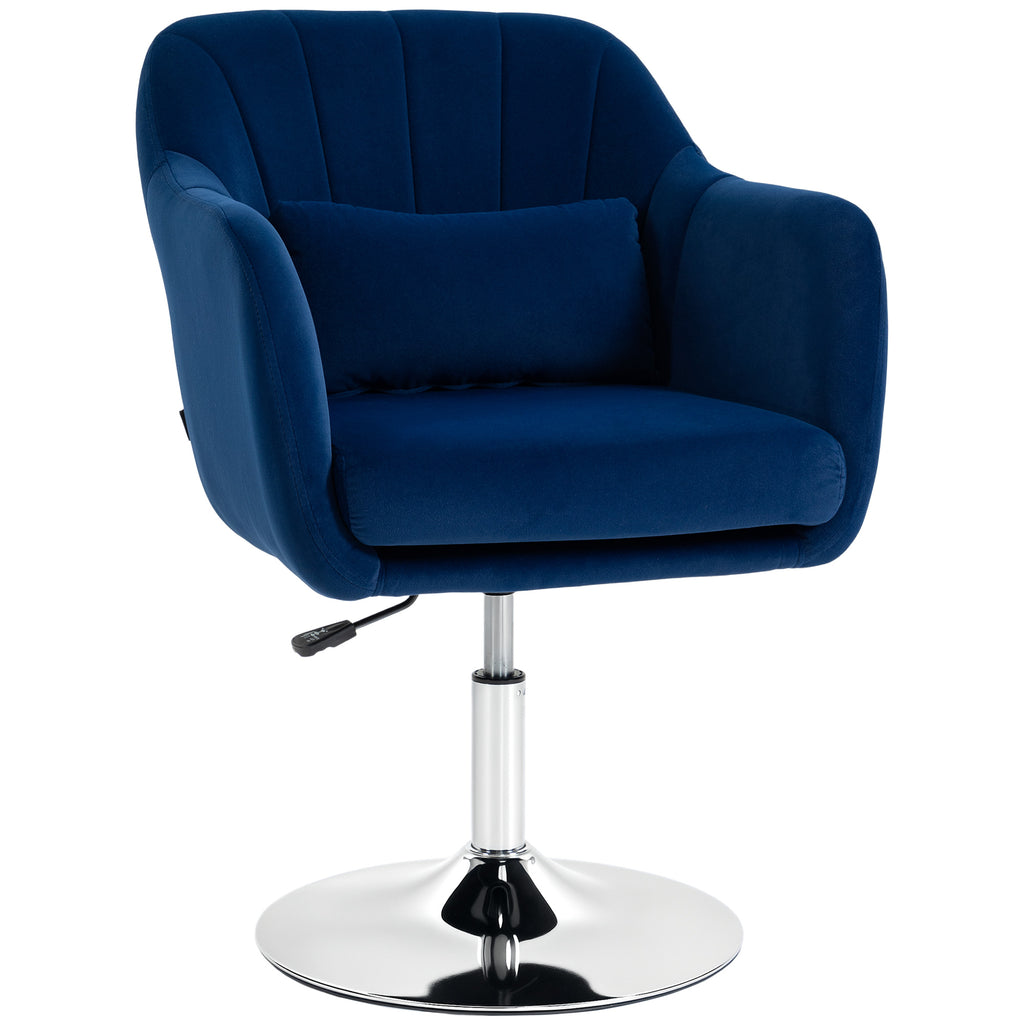 Retro Velvet Swivel Tub Chair with Steel Frame, Cushion Seat, Dark Blue