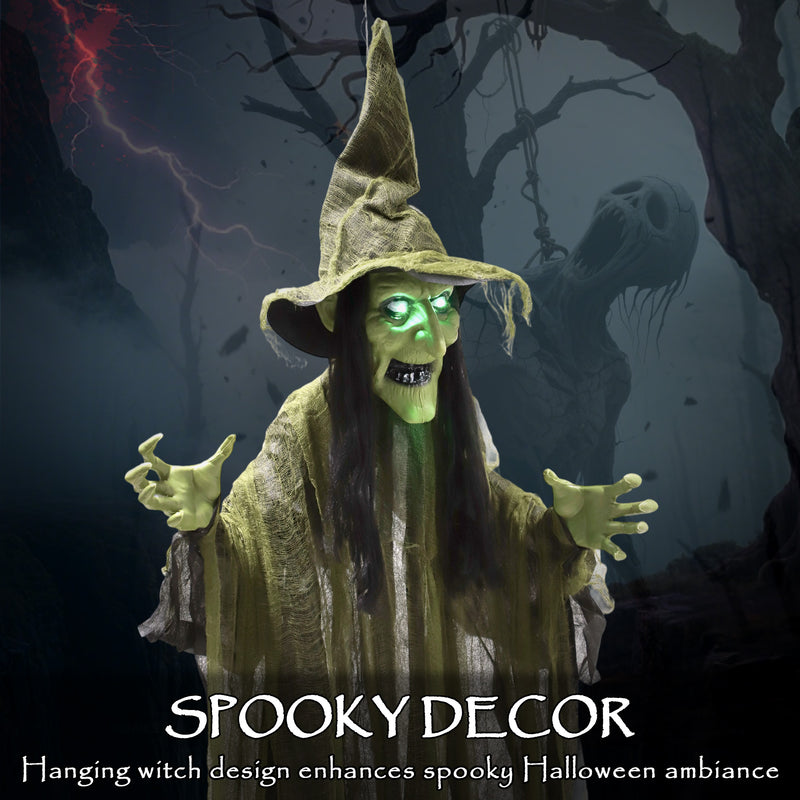 170cm Hanging Animated Witch with Glowing Eyes – image 4 of 9