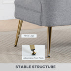 2 Seater Sofa, Linen-look Fabric Small Sofa with Wing Back, Thick Seat, Metal Legs, Light Grey
