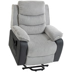 Overstuffed Corduroy Electric Lift Recliner Chair - Light Grey