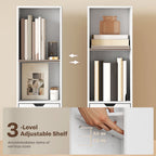 6-Tier Bookcase, Tall Narrow Bookshelf with Drawer and Door - White